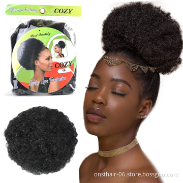 New Product Puff Afro Bun extension Ponytail Drawstring Short Afro Kinky Curly Clip In on Synthetic Hair Buns Hair With Pack